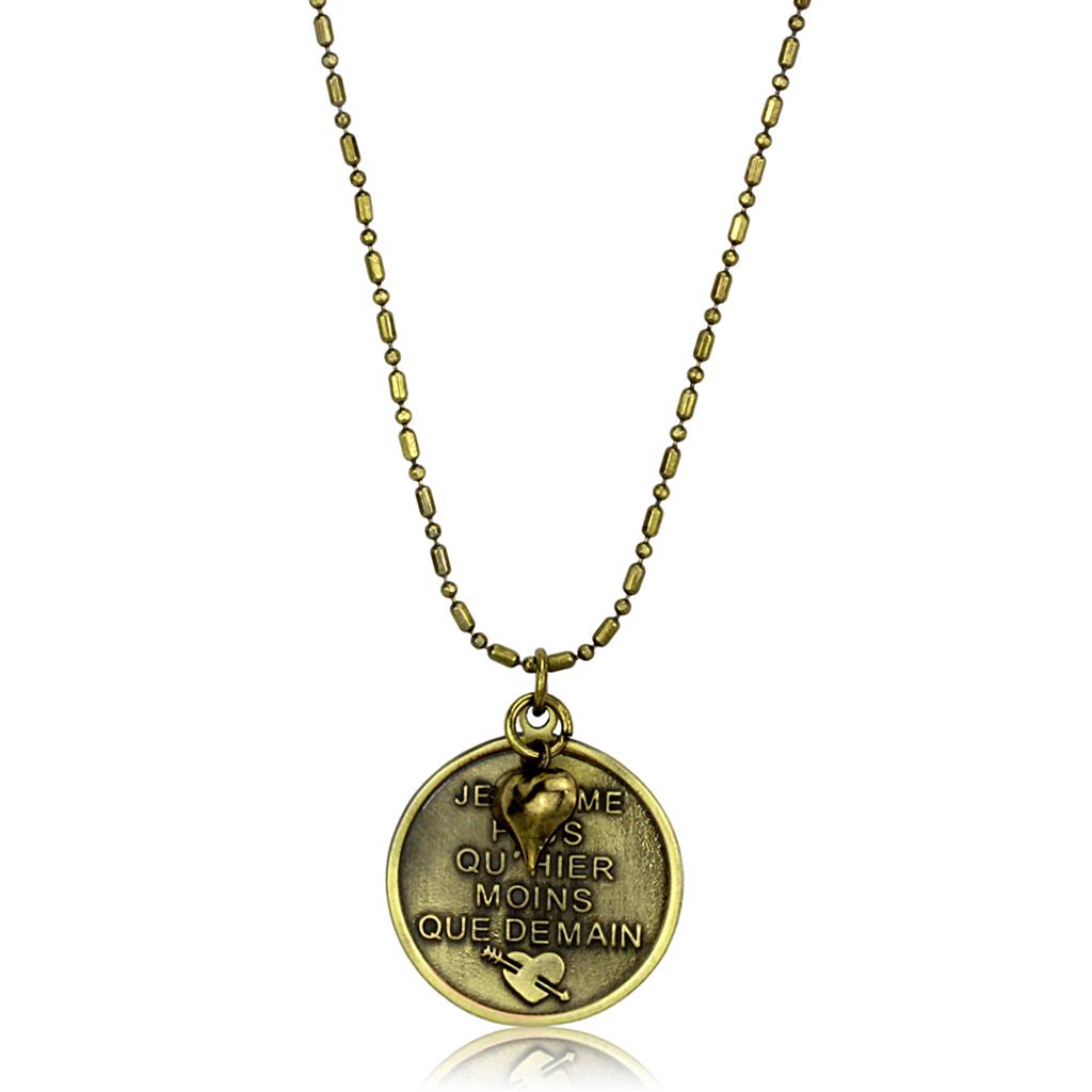 JCE3824-17 Antique Copper White Metal Chain Pendant with No Stone-17"